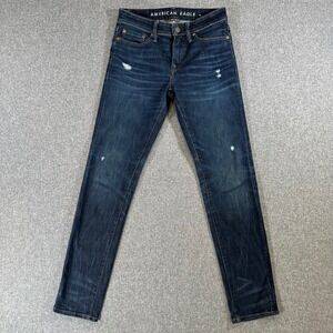 American Eagle Jeans Mens 29x32 Ne(x)t Level Airflex Dark Indigo Distressed Slim